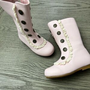 Pink Toddler Military Boots with Button Detail